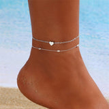 Simple Heart Anklets Female Barefoot Sandals Foot Jewelry Leg Anklet On Foot Ankle Bracelets For Women Bohemian Beach Leg Chain