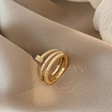 Korea New Fashion Jewelry Exquisite 18K Real Gold Plated AAA Zircon Ring Elegant Women's Opening Adjustable Wedding Gift