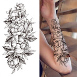 Mtcytea Death Skull Flower Temporary Tattoo For Women Girls Snake Bird Peony Tattoo Sticker Black Fake Blossom Sexy Tatoo Transfer Adult