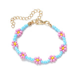 Mtcytea New Korean Cute Flowers Daisy Bracelets Transparent Colorful Beaded Handmade Elastic Wristband for Women Jewelry Dropshipping