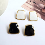 Mtcytea 5Colors Black/White Enamel Korean Stud Earrings For Women  Fashion Jewlery Simple Female Earring Oorbellen Aretes De Mujer