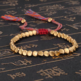 Mtcytea Handmade Tibetan Copper Bead Bracelet for Women Adjustable Rope Chain Men Bracelets Gold Color Braided Boho Vintage Jewelry Gift