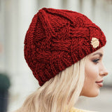 Warm Plush New Unisex Knitted Beanie Winter Warm Hat Cap Warm Down Thickened Wool Ball Ladies Autumn Winter Knitting Warm Cap