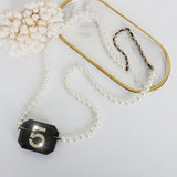Fashionable Pearl Long Chain Sweater Chain  Mini Headset Bag Messenger Chain