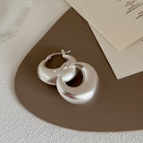 French Retro Geometric Matte Metal Loop Hoop Earrings for Women Girls Abstract Simple Round Earrings Jewelry Ornamnets Gifts