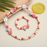 2pcs/Set Clay Beads Necklace Bracelet Jewelry Sets Cute Cartoon Pattern Charm For Children Party Jewelry Kids Birthday Gift Sets