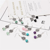 Fashion Pendant Earrings Natural Stone Beads Drop Earrings Alloy Flower Earring Lucite  Fluorites Danglers Women Eardrop Jewelry