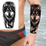 Black Forest Tattoo Sticker For Men Women Children Tiger Wolf Death Skull Temporary Tattoo Fake Henna Skeleton King Animal Tatoo