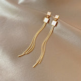 Korean Gold Color Long Tassel Earrings For Women Fashion Crystal Butterfly Heart Star Dangle Earring Lady Elegant Party Jewelry