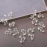 Pearl Rhinestone Women Headband Wedding Hair Accessories For Women Bride Tiara Headband Hair Jewelry Silver Color Hairband