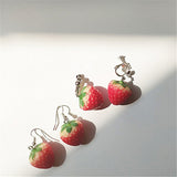 New Fruit strawberry earring female lovely girl simulation red strawberry dangle earring for women fine jewelry accessories DIY