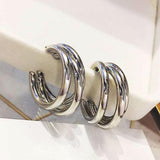 Retro Alloy Metal Round Hoop Earrings for Women Fashion Gold Color Silver Color Bohemian Jewelry Earrings Party Gift