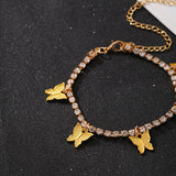 Hot Selling Butterfly Pendant Anklet For Women Rhinestone Bling Anklet Women Jewelry Gold Color Butterfly Beach Accessories Gift