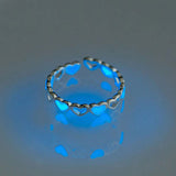 Luminous Love Heart Ring Glow In Dark Fashion Adjustable Couples Rings Silver Color Pink Blue Light Jewelry Gift For Lover