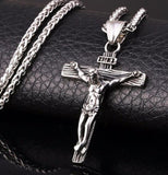 Mtcytea   Paragraph Fashion Necklace Cross Pendant Necklace Jesus Men's Stainless Steel Chains Christian Jewelry Gifts