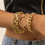 5Pcs/Set Bohemian Punk Cuban Chain Bracelets Set for Women Lock Snake Link Charm Bracelets Bangles Couple Fashion Wrist Jewelry