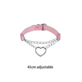 Pink Sexy Trendy Rock Gothic Collar Necklaces Jewelry Gothic Leather Heart Rivets Harajuku Punk Choker Necklace for Women Gift