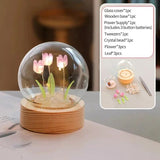 Tulips Fake Flower Mini Night Light Artificial Flowers Fake Plant Glass Bouquet Living Room Bedroom Festive Party Desktop Decor