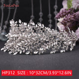 Mtcytea HP434 Silver Bridal Headband Wedding Hair Accessories Rhinestone Pearls Bridal Headpiece Hair Ornament Women Headdress