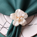 6pcs/lot New Napkin Ring Pearl Flower Napkin Button Electroplating Rose Flower Dinner Ring