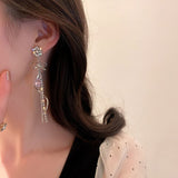 New Fashion Long Tassels Sweet Heart Drop Earrings Joker Fine Bowknot Modelling Trend Women Dangle Earrings Jewelry