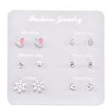 New Fashion Women 9pair/set Flower Pearl Alloy Ear Earring Cute Crystal Wedding Jewelry Gifts For Girl korean fashion