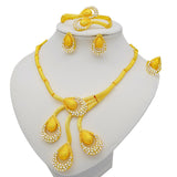 Mtcytea Jewelry Sets Gold Necklace & Earring Set For Women African France Wedding Party 24K Jewelery Ethiopia Bridal Gifts