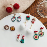 New Trendy Christmas Stud Earrings For Women Santa Claus Snowman Elk Bell Asymmetric Earring Girls Christmas New Year Jewelry