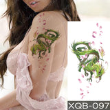 Waterproof Temporary Tattoo Sticker Black Dragon Snake Peony Rose Totem Flash Tatto Women Men Dark Sexy Waist Arm Fake Tattoos