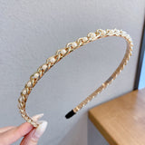 Gold Metal Hairbands For Women Hair Accessories Designer Band Hoops Bow Wedding Pearl Headband Metal Bridal Headwear Bands Clip