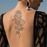 Summer Snake Flower Temporary Tattoos Sticker Waterproof Cool Dark Style Unisex Water Transfer Fake Tattoo Women Accessory