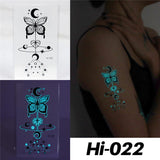 Blue Luminous Tattoo Sticker Luminous Waterproof Sexy Temporary Tattoo Chest Fake Tattoo