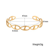 Waterproof Adjustable Stainless Steel Open Cuff Bangles Bracelets For Women Fashion Heart Round Braid  Gold Plated Bangle