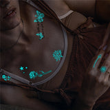 Blue Luminous Tattoo Sticker Luminous Waterproof Sexy Temporary Tattoo Chest Fake Tattoo