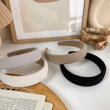 Korean Retro Autumn Winter Dark Striped Knitting Hairband For Women Warmer Color Temperament Headbands Ladies Hair Accessories