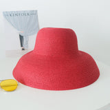 Luna&Dolphin Handmade Women Summer Sun Hat Big Eaves Beach Japanese Hepburn Style Holiday Fold Fisherman Cap Temperament Flat