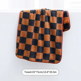 Checkerboard Plaid Bath Towel Soft Skin-Friendly Large Towels Comfortable Absorption Beach Towels Home Bathroom Towel Handtuch