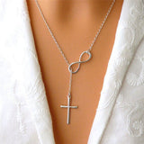 Simple Fashion Korean Stainless Steel Infinity Charm Cross Pendant Women Jewelry Necklace Gift Girl Jewelry Hot Sold