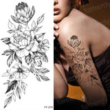 tattoo sticker women flower rose peony black tatouage temporaire femme temporary sleeve tattoo waterproof sexy body art fashion