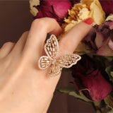 Korea Hot Selling Fashion Jewelry Exquisite Copper Inlaid Zircon Black Smart Butterfly Open Ring Female Prom Ring