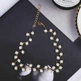 Beads Women's Neck Chain Kpop Pearl Choker Necklace Gold Color Goth Chocker Jewelry Pendant Necklaces Collar for Girl