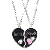 2 Piece Set  Necklace Metal Couple Pendant Necklace Collar Best Friend Bff Friendship Fashion Gift Jewelry Wholesale