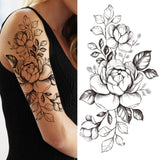 Mtcytea Death Skull Flower Temporary Tattoo For Women Girls Snake Bird Peony Tattoo Sticker Black Fake Blossom Sexy Tatoo Transfer Adult