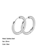 Classic Stainless Steel Ear Buckle for Women Trendy Gold Color Small Large Circle Hoop Earrings Punk Hip Hop Jewelry Accessories