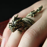 Gothic Punk Ring Men Retro Dragon Rings Gold Color Charm Rings Hip Hop Male Female Jewelry Gift Animal Ring Fashion Lucky Big