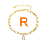 Mtcytea Tiny Crystal Zircon Initial Letter Anklets Women Alphabet Cuban Link Foot Chain Beach Leg Bracelets Boho Jewelry Christmas Gift