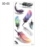 Feather Butterfly Temporary Tattoos Sticker for Women's Body Protection Tattoo 3D Rose Flower Anime Fake Stickers Waterproof
