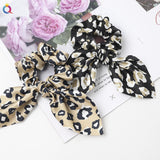 Leopard Bowknot Elastic Hair Band Women Solid Color Scrunchie Girls Hair Tie Ponytail Holder Headband Hair Rope Hair Accessories