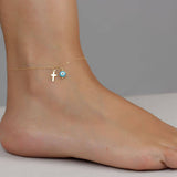 Bohemian Multi Layered Beads Ankle Bracelet for Women Leg Chain Blue Evil Eye Pendant Anklet Summer Beach Foot Jewelry