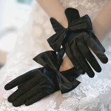 Short White Wedding Bride Gloves Sweet Lace Imitation Pearls Bowknot Gloves Women Girls Black Party Dress Clothing Accessories